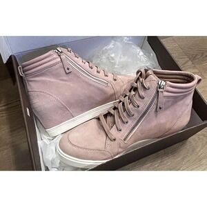 L. Paolo New Pink Suede High Top Sneaker Wedge Shoe Women Sz 9 Linea Paolo Box